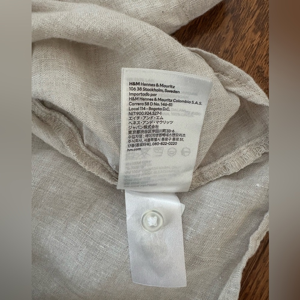 💯% Linen Oversized Short Sleeves Light Beige Taupe Bone Colour Cropped Shirt XXL - Picture 7 of 11